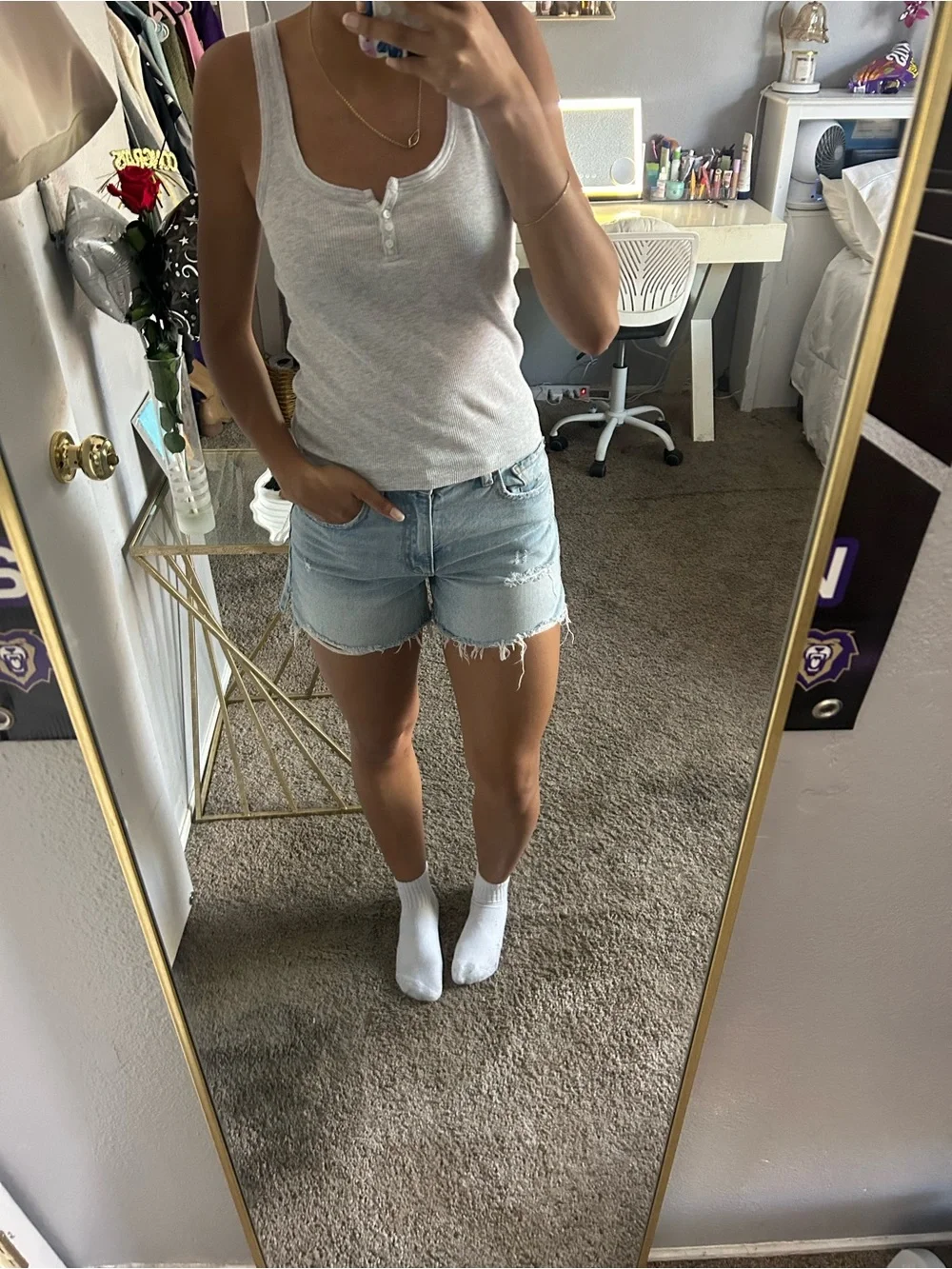 Garage Light Blue Distressed Denim Shorts